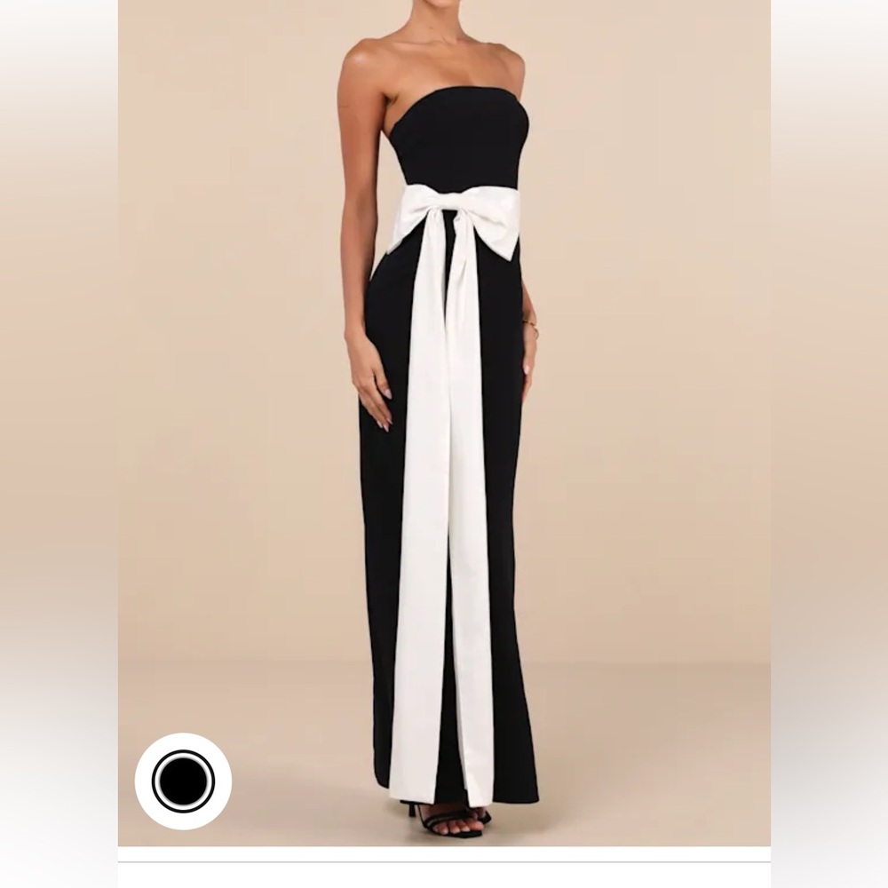 Lulus formal black and white bow dress